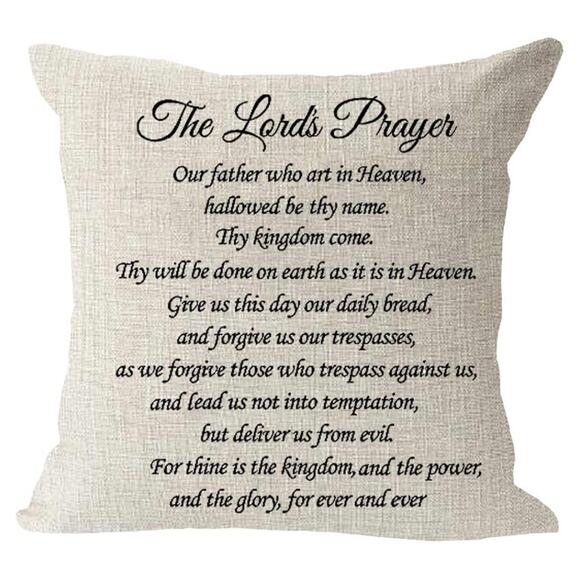 The Lord’s Prayer Pillow Cover 17.5”x17.5” with Zipper Close Pillow not included - Picture 3 of 4